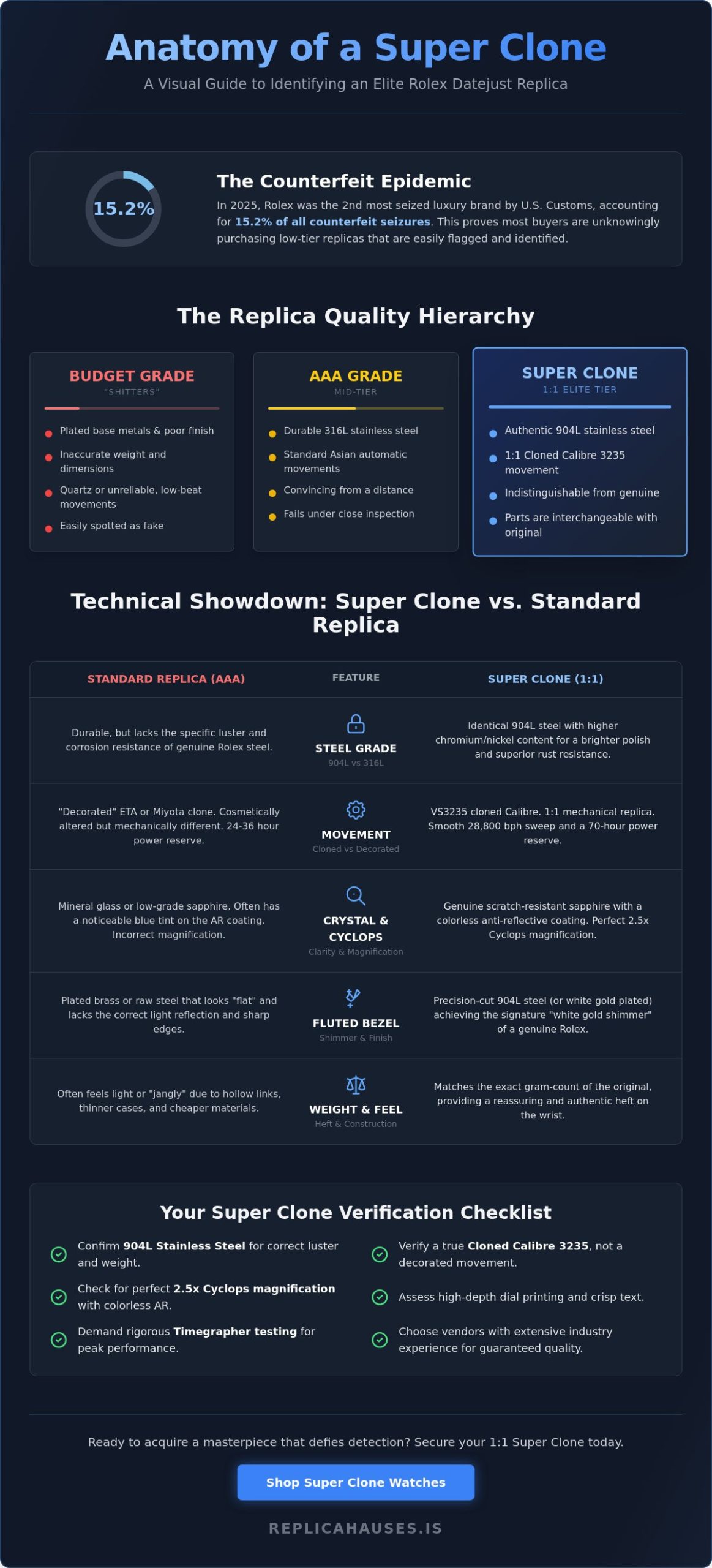 Rolex Datejust Replica Comparison: Super Clones vs. Standard Grades (2026)