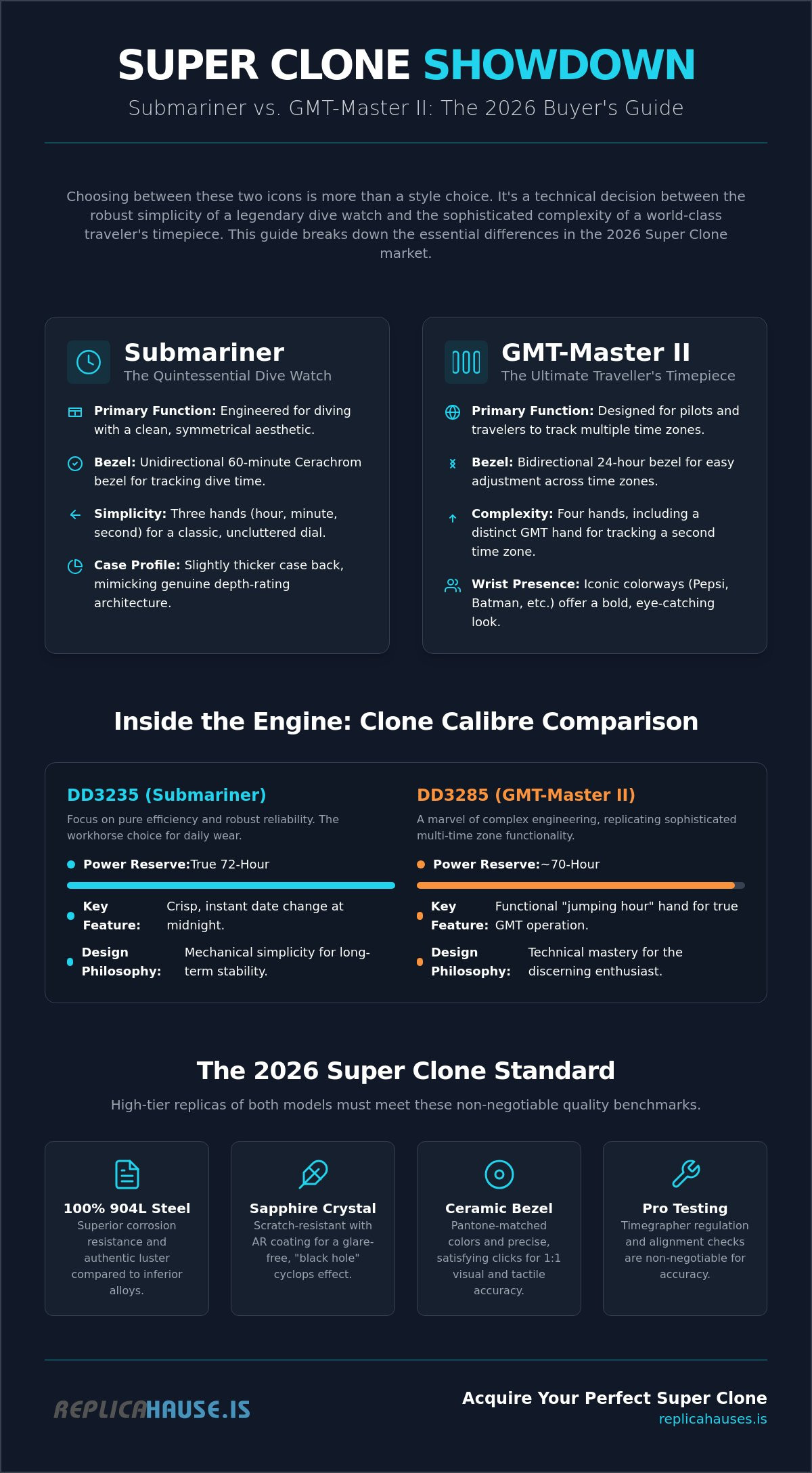 Rolex Submariner vs GMT Master II Replica: The 2026 Super Clone Comparison